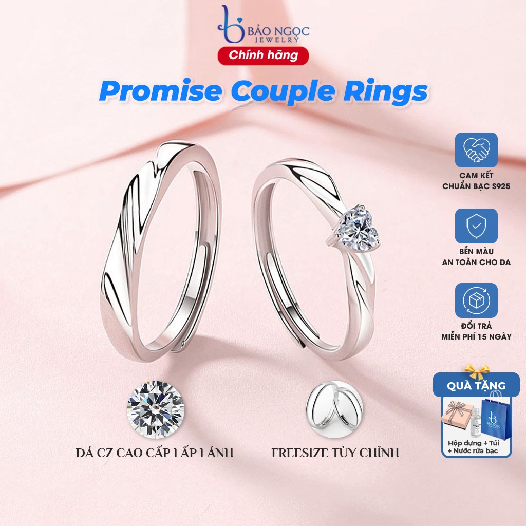 925 Silver Couple Rings, adjustable by Bảo Ngọc Jewelry
