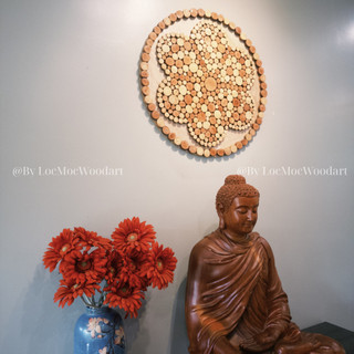 Tranh gỗ Hoa Mai decor handmade | Gỗ tái chế nghệ thuật trang trí nhà, quán cafe, homestay | Lộc Mộc