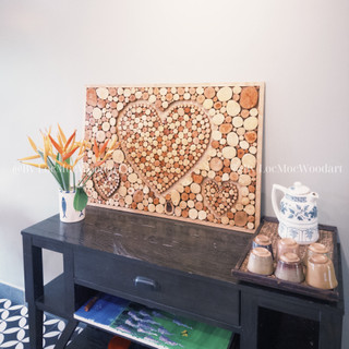 Tranh gỗ treo tường TRÁI TIM LỘC MỘC kích thước 40x60cm - Handmade Decor Nghệ Thuật thiên nhiên
