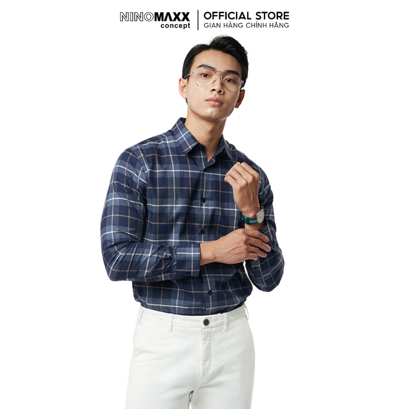 Áo Sơ Mi Nam Caro Tay Dài Cotton NINOMAXX Thương Hiệu N&M 2110032