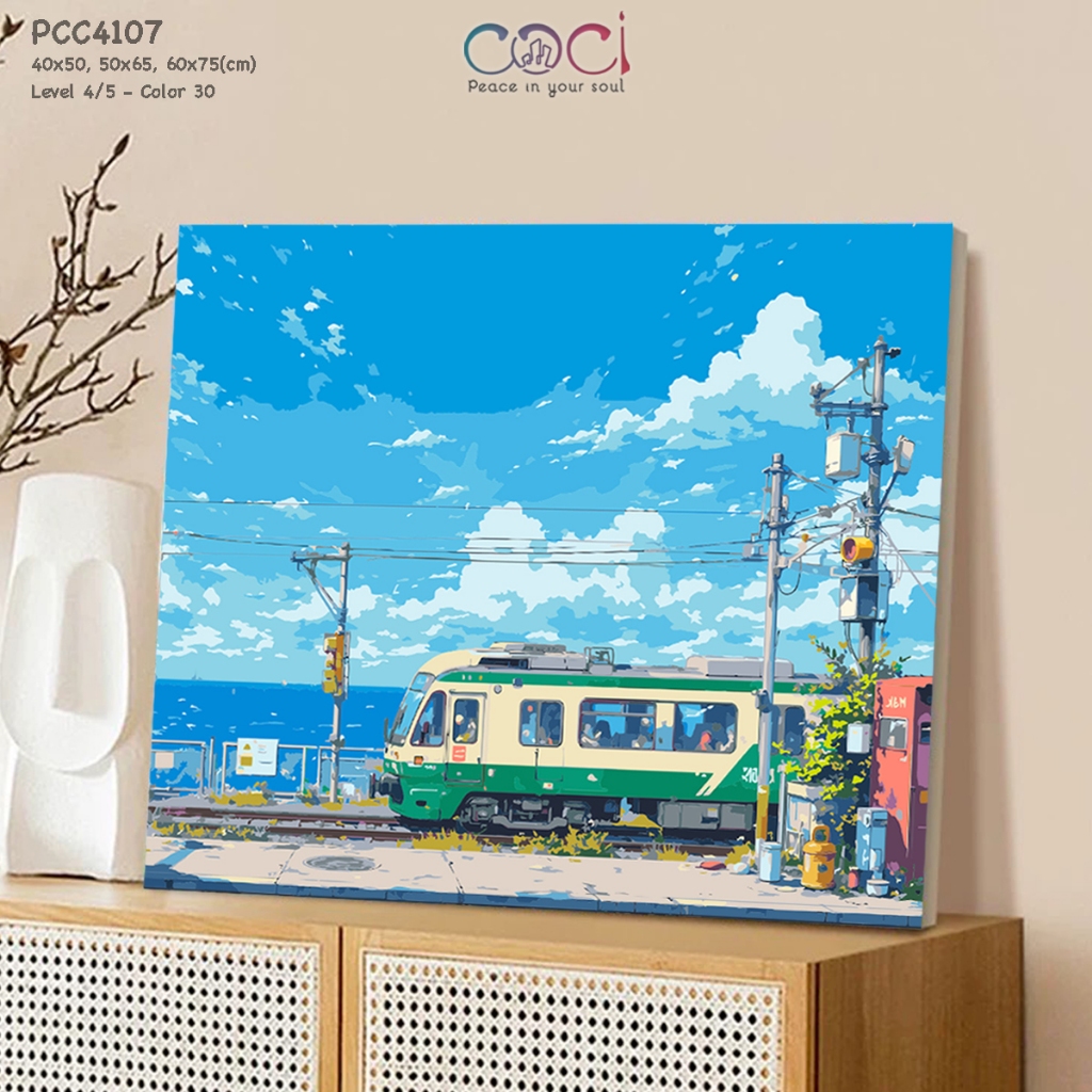 Tranh Số Hóa Tô Màu Theo Số Phong Cảnh Healing Anime Nhật Bản COCI Có Khung Full Dụng Cụ PCC4107