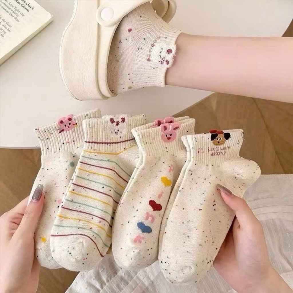 Set 10 đôi tất hoạ tiết cún thỏ - Tất vớ cho nữ
