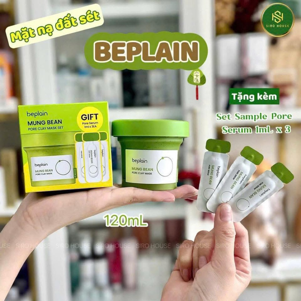 HỘP MÓP NHẸ, DATE 2027 Mặt nạ đất sét đậu xanh Beplain Mung Bean Pore ...