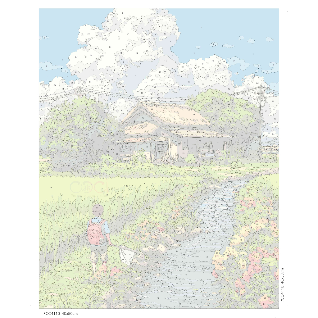 nh Tô Màu Theo Số Phong Cảnh Thiên Nhiên Làng Quê Tuổi Thơ Chữa Lành COCI Có Khung 40x50cm PCC4110