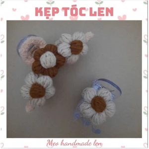 Kẹp tóc len hoa 5 cánh - handmade len - crochet