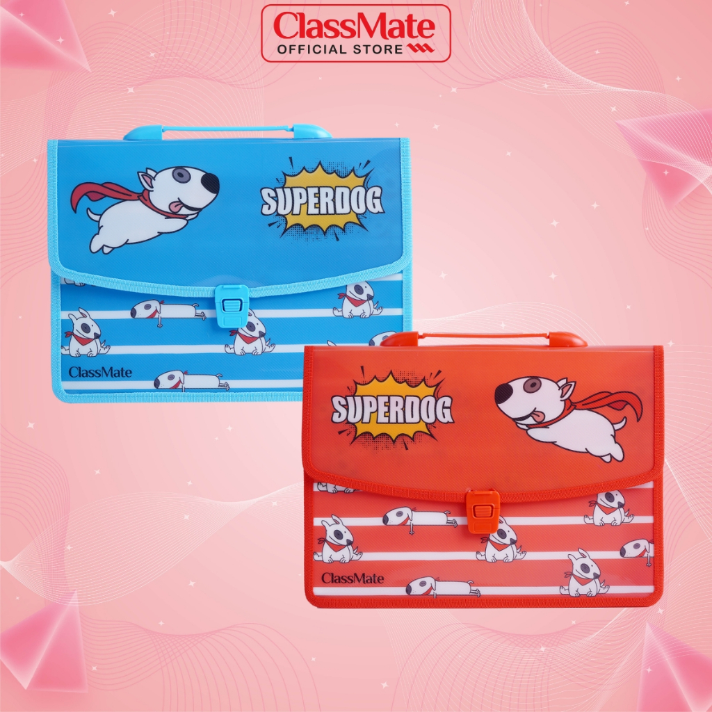 Cặp học thêm 2 ngăn CLASSMATE Hình Super Dog Mới Lạ, Chất Liệu Nhựa Nguyên Sinh An Toàn CL-SB604 (34,5 x 24 x 10cm)