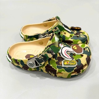 Dép classic Bape Ape Camo trẻ em, dép họa tiết vằn cho bé trai tặng kèm charm 3d trang trí dép