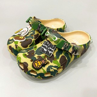 Dép classic Bape Ape Camo trẻ em, dép họa tiết vằn cho bé trai tặng kèm charm 3d trang trí dép