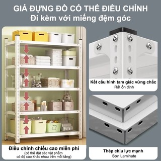 BMZAR Kệ Sắt V Lỗ Tấm Thép Dày Kệ Để Đồ Chịu Tải 50kg/Tầng Kệ Sắt Lắp Ghép Da Năng 3-6 Tầng