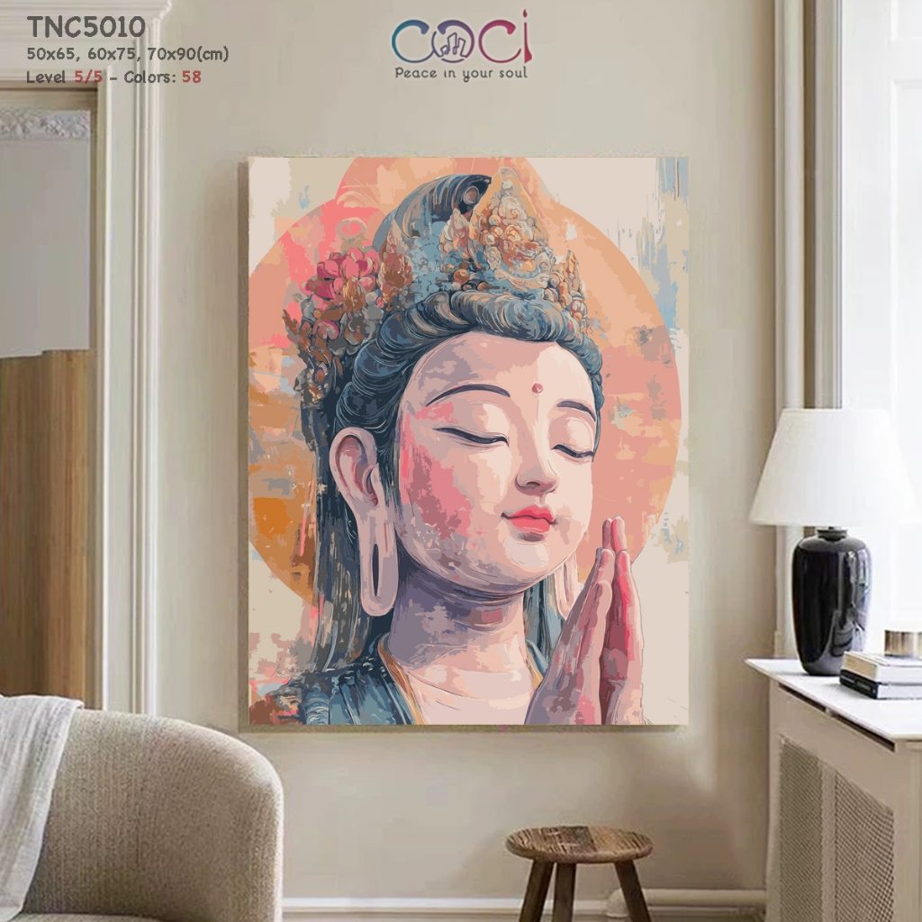 [60-80 Màu] Tranh Số Hóa Tô Màu Theo Số Siêu Chi Tiết Phật Giáo Đức Phật COCI Khổ Lớn TNC5010