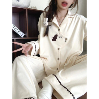 BỘ NGỦ CÚN DÀI TAY MÀU KEM DỄ THƯƠNG