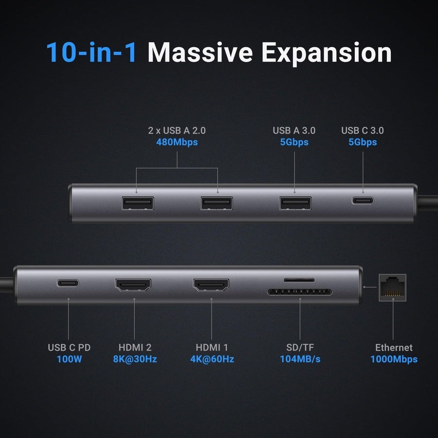 Bộ chuyển đổi Ugreen CM639 hỗ trợ xuất 2 màn hình HDMI 4K60Hz