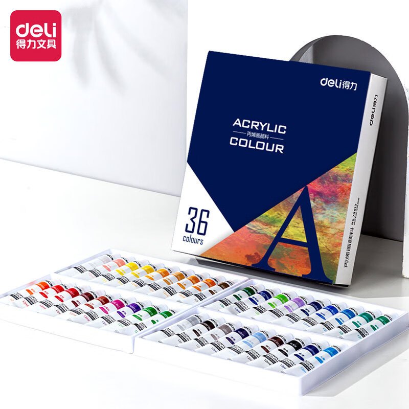 Màu vẽ acrylic dạng tuýp 12ml/5ml chuyên nghiệp Deli vẽ vải / quần áo / giày 12/18/24/36 màu