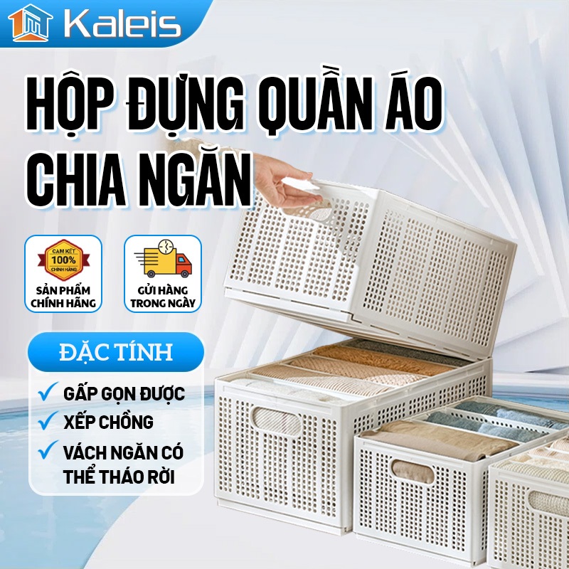 Kaleis Hộp Đựng Quần Áo Chia Ngăn – Giỏ Nhựa Gấp Gọn Có Tay Cầm, Sắp Xếp Đồ Lót Tất Vớ Gọn Gàng