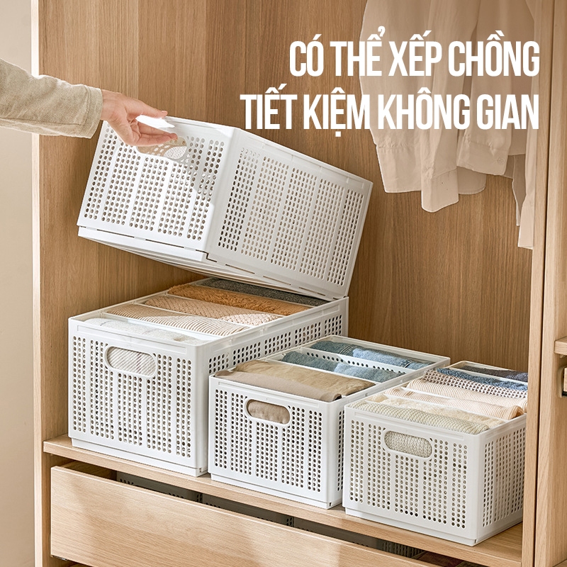 Kaleis Hộp Đựng Quần Áo Chia Ngăn – Giỏ Nhựa Gấp Gọn Có Tay Cầm, Sắp Xếp Đồ Lót Tất Vớ Gọn Gàng
