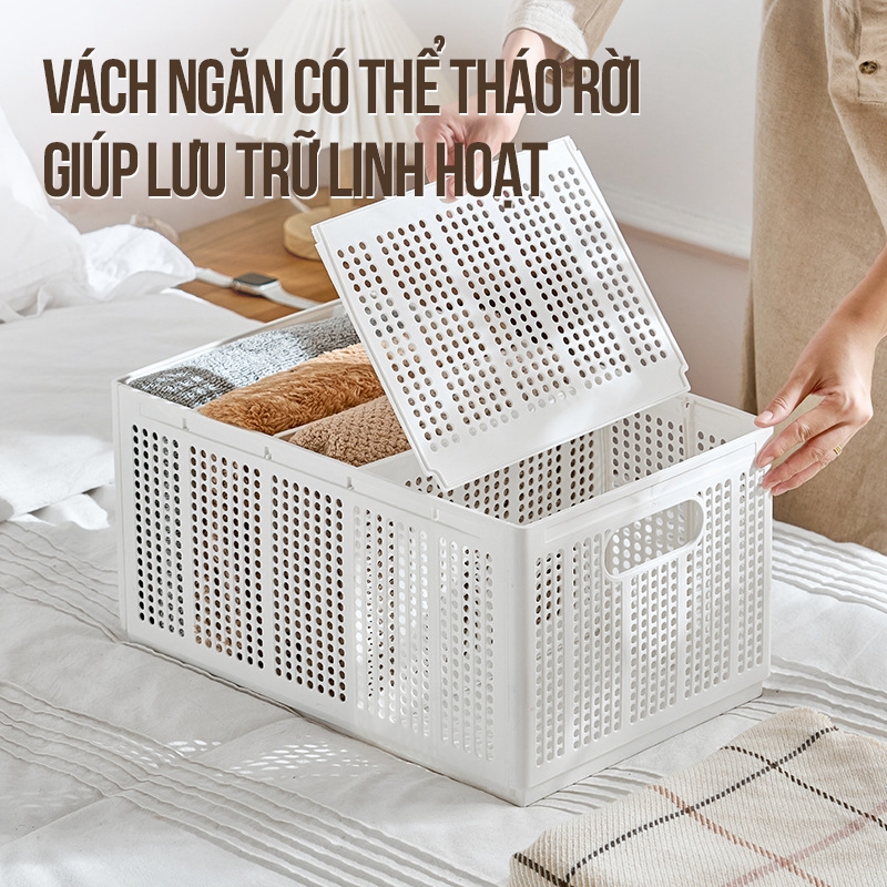 Kaleis Hộp Đựng Quần Áo Chia Ngăn – Giỏ Nhựa Gấp Gọn Có Tay Cầm, Sắp Xếp Đồ Lót Tất Vớ Gọn Gàng