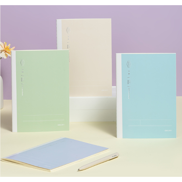 Sổ Khâu Gáy Deli A5 / 80 Trang Giấy 70gsm Chống Lóa Màu Pastel Kẻ Ngang Ghi Chép Học Tập Văn Phòng