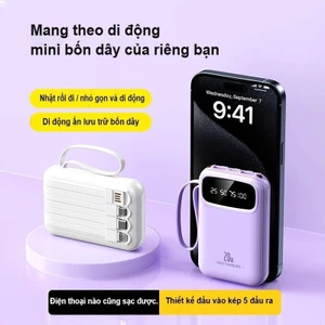 F5, 20000 mAh sạc kho báu, đi kèm với 4 dây sạc có thể tháo rời, sạc nhanh 25W.