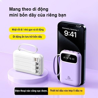 (bán buôn) F5, 20000 mAh sạc kho báu, đi kèm với 4 dây sạc có thể tháo rời, sạc nhanh 25W.