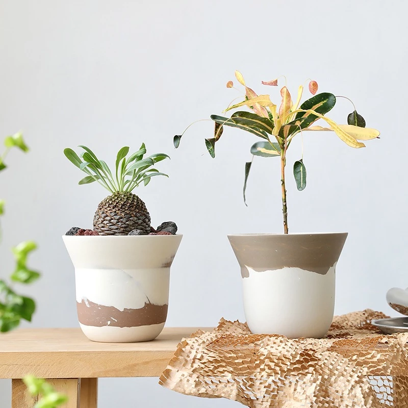 Chậu gốm dáng cốc béo phong cách Bắc Âu