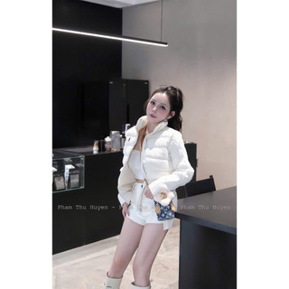 LOU BAE| (HÀNG QC) Áo Phao Nữ Tay Dài Phối Tay Len Thừng