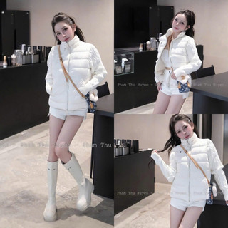 LOU BAE| (HÀNG QC) Áo Phao Nữ Tay Dài Phối Tay Len Thừng