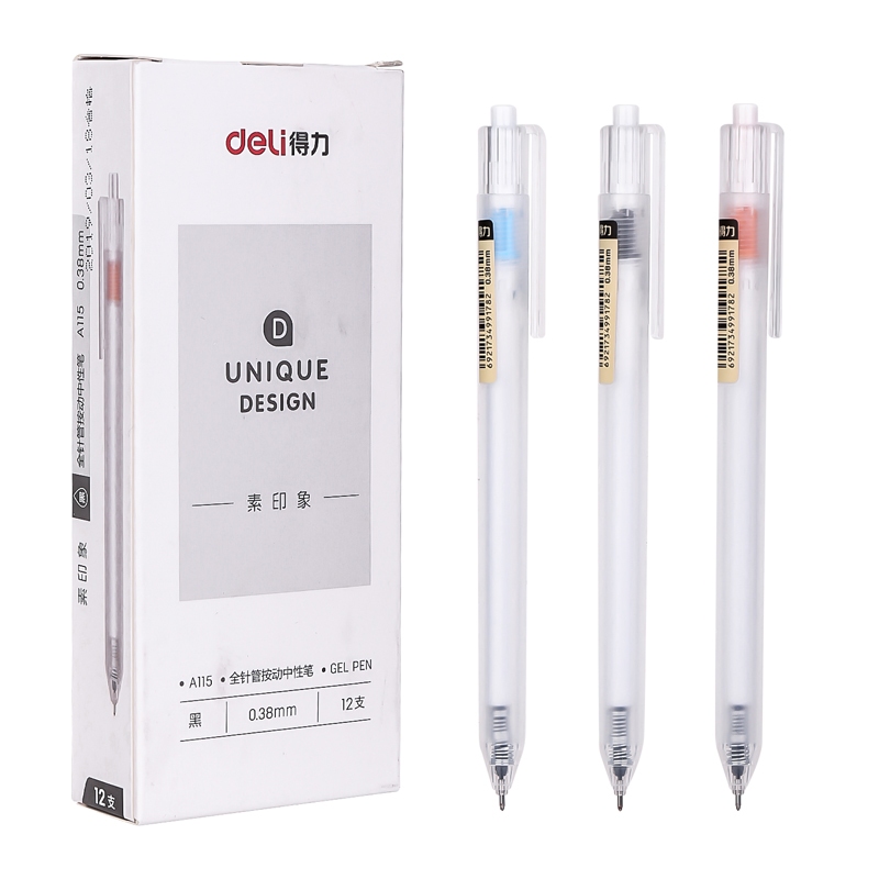 Bút Gel Deli A115 – Ngòi 0.38mm, Viết Mượt, Mực Đậm Rõ, Phù Hợp Học Sinh & Văn Phòng