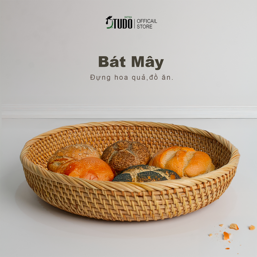 Giỏ Decor đựng đồ ăn bánh kẹo - Bát mây TudoRattan trang trí nhà hàng khách sạn không gian sống