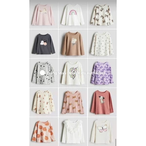 Áo thun cotton dài tay thu đông bé gái lớn HM Kid Auth