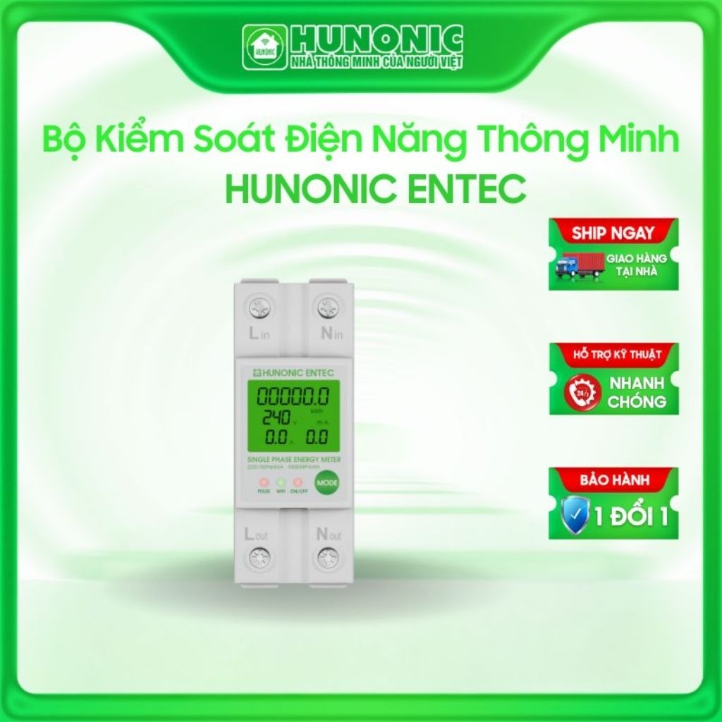 Công tơ điện tử thông minh - Đồng hồ điện tử - Đồng hồi điện thông minh HUNONIC ENTEC - Bảo hành 12 tháng