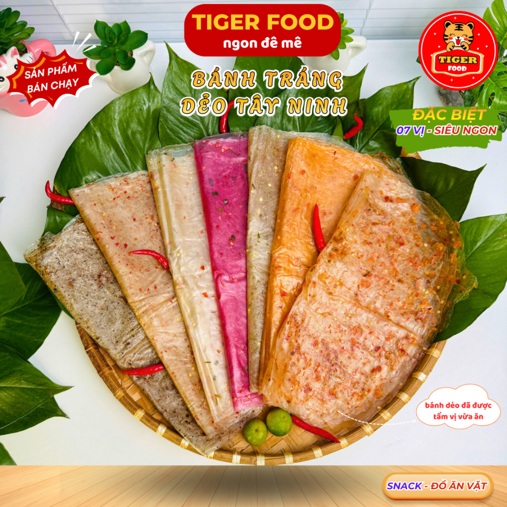 Bánh Tráng Dẻo Tôm 500g Loại Ngon💖TIGER FOOD💖 Bánh Tráng Ăn Liền Đặc Sản Tây Ninh 07 Vị độc quyền  – snack đồ ăn vặt