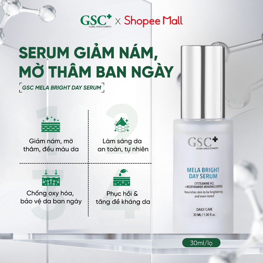Serum Trắng Da, Mờ Thâm Nám BAN NGÀY GSC Mela Bright Day Serum 30 ML Hỗ Trợ Sáng Da Chuyên Sâu - GC097A
