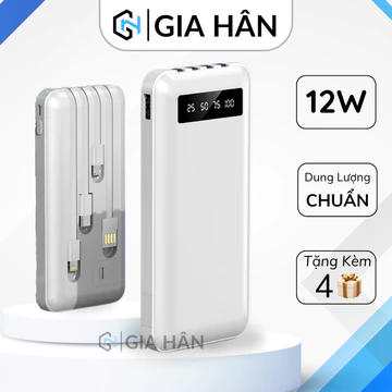 Pin sạc dự phòng kèm 4 dây sạc dung lượng 10000mah 20000mah nhỏ gọn tiện lợi sạc nhiều thiết bị. Dự phòng nhỏ gọn