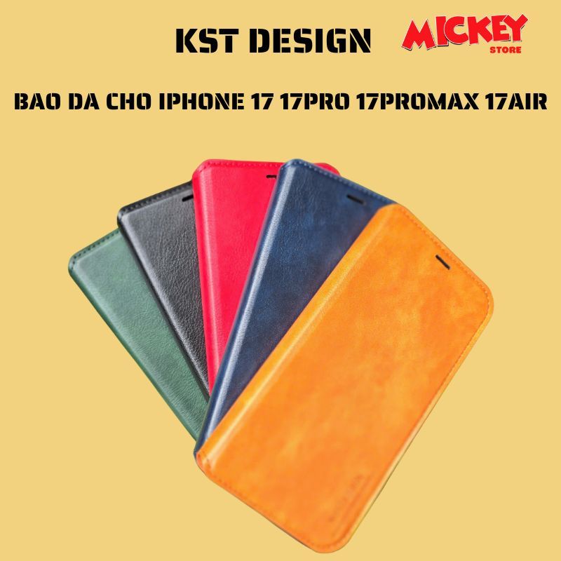 Bao da gập 2 mặt KST DESIGN cho IPhone 17Promax 17Pro 17Air 17 chất liệu da cao cấp