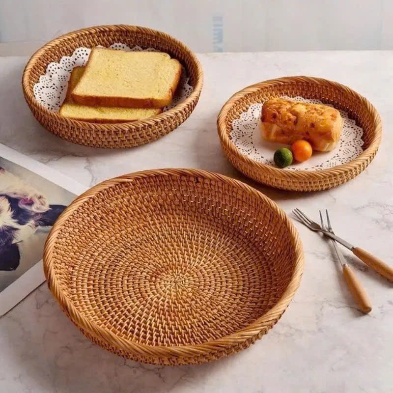 Giỏ Decor đựng đồ ăn bánh kẹo - Bát mây TudoRattan trang trí nhà hàng khách sạn không gian sống
