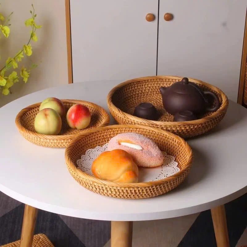 Giỏ Decor đựng đồ ăn bánh kẹo - Bát mây TudoRattan trang trí nhà hàng khách sạn không gian sống