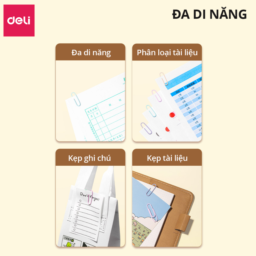100 Kẹp Giấy Màu Deli Macaron Nhiều Màu Kẹp Giấy Trang Trí Scrapbook Bullet Journal Kẹp Tài Liệu Kẹp Giấy Mini Đa Màu