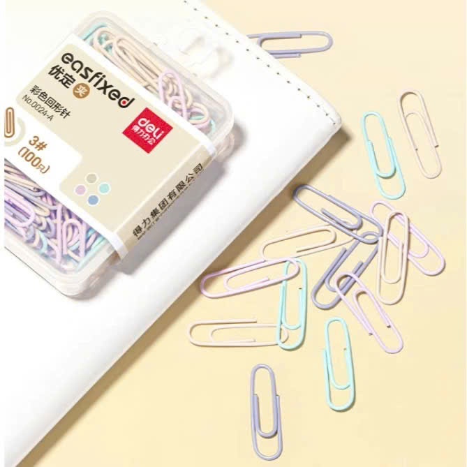 100 Kẹp Giấy Màu Deli Macaron Nhiều Màu Kẹp Giấy Trang Trí Scrapbook Bullet Journal Kẹp Tài Liệu Kẹp Giấy Mini Đa Màu