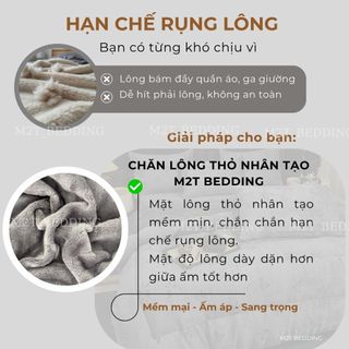 Chăn lông thỏ M2T BEDDING cao cấp kích thước 2mx2m2 nặng 4kg - chăn mùa đông sang trọng, cao cấp