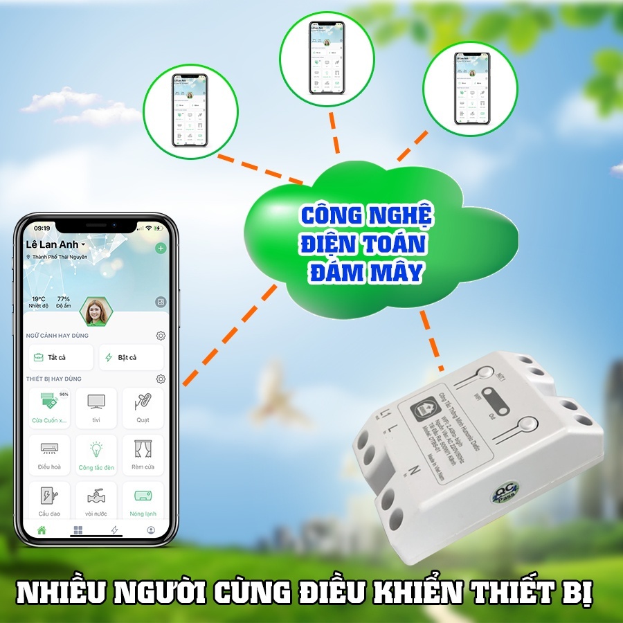 Công Tắc Thông Minh Wifi Hunonic Datic Basic - CÔNG TẮC Điều Khiển Thiết Bị Từ Xa Qua Điện Thoại
