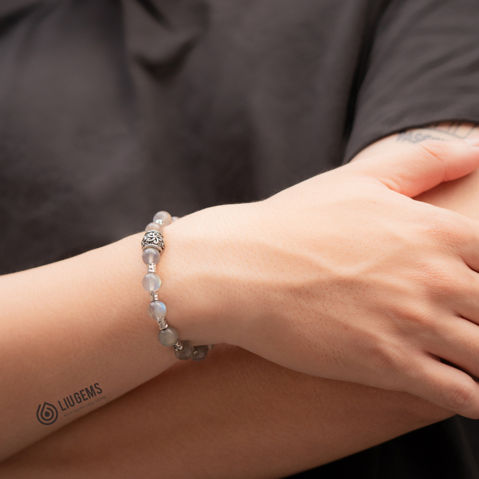 Vòng Tay Chuỗi Hạt 14 Viên Đá Tự Nhiên 8Ly Liugems Valor Mix Charm Thép Không Gỉ Cao Cấp VTDTR03