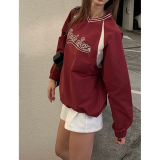 𝐏𝐡𝐢𝐞𝐧 | (Sẵn) W7709 Áo Sweater Cổ Tim Vải Dù Gió Thô Thể Thao