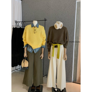 𝐏𝐡𝐢𝐞𝐧 | (Sẵn) W7811 Áo Len Dày Trơn Cổ Tròn Mùa Đông Form Rộng