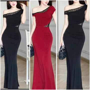 Đầm body lệch vai phố ren cực sexy sang chảnh nữ tính cho nữ đầm body dài cực xinh yêu cho nữ đầm noel đầm tết dự tiệc