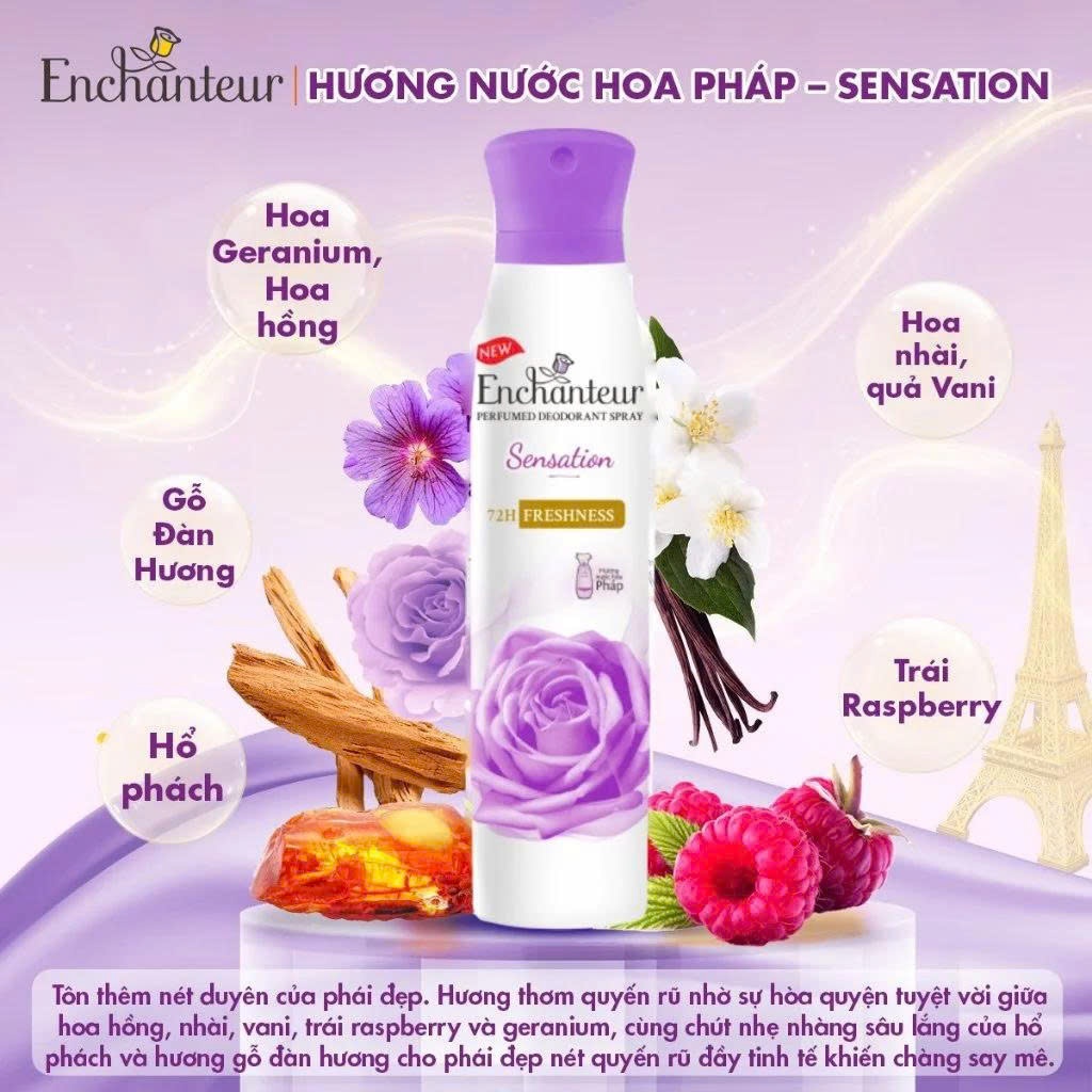 Xịt ngăn mùi Enchanteur trắng da 150ml