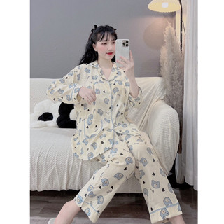 Bộ bầu - bộ sau sinh - BỘ DÀI ĐŨI LANH DÀI HÌNH CỔ PIZAMA - Nhiều Màu