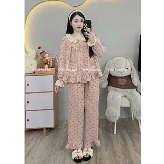 Bộ bầu - bộ sau sinh - BỘ DÀI VÂN MÂY CỔ BÈO REN HAI TÚI, Nhiều Màu, Áo Có Khoá Kéo & Quần Có Chun Chỉnh