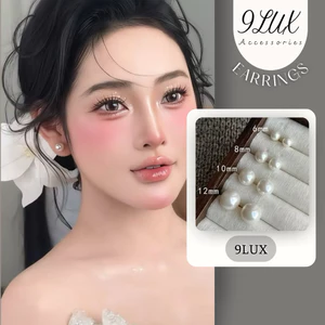 9LUX Khuyên tai hạt ngọc trai nhân tạo KT240 dáng tròn basic cá tính, Bông tai nữ phối đồ cực trẻ trung
