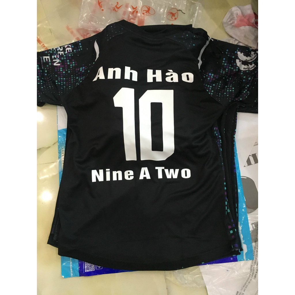 Bộ quần áo bóng đá Xoáy Màu Đen  in tên số theo yêu cầu-Áo bóng đá,đồ đá banh chất liệu thun, mè