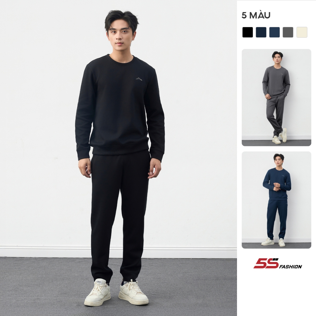 Quần Áo Nỉ Nam Mùa Đông 5S FASHION CHAMPION S-WARM Dày Dặn, Giữ Ấm, Thêu Tinh Tế (MBNI25013)